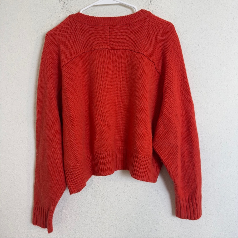 Autumn cashmere bittersweet red cropped boxy cashmere wool blend knit sweater - Picture 3 of 5